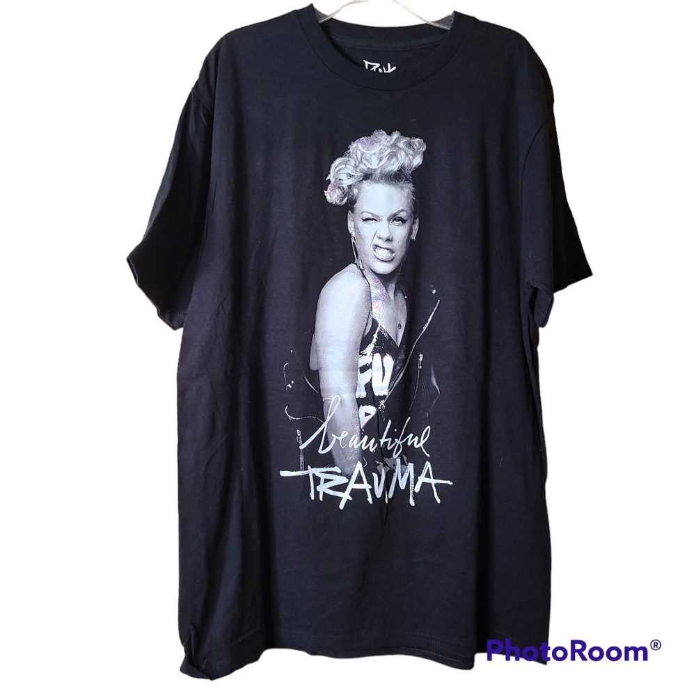 NEW P!NK PINK the Singer Black Iridescent Beautiful Trauma T-Shirt Size X-Large